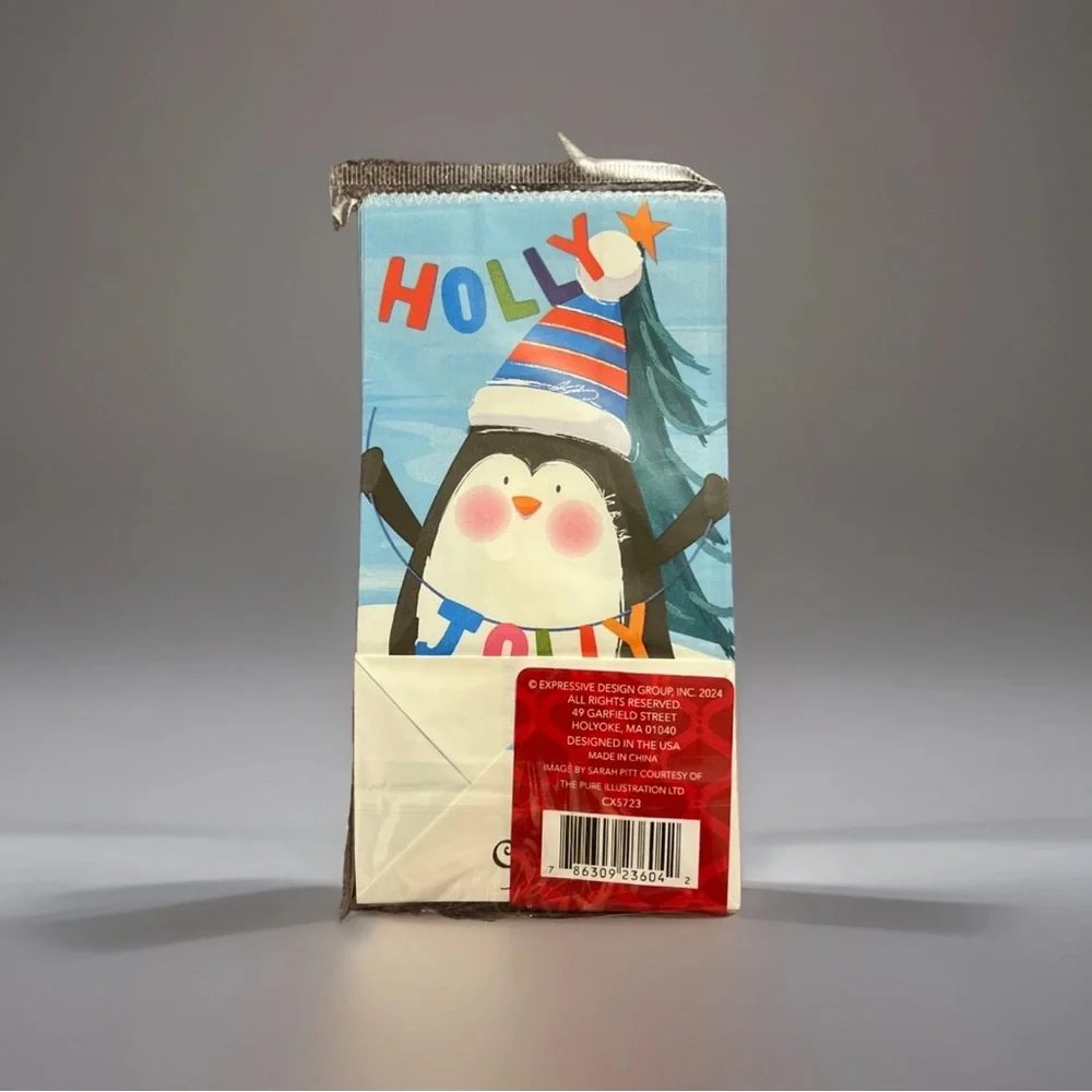 PREMIUM Cookie Exchange Paper Sacks, Christmas Holiday Penguin Design
